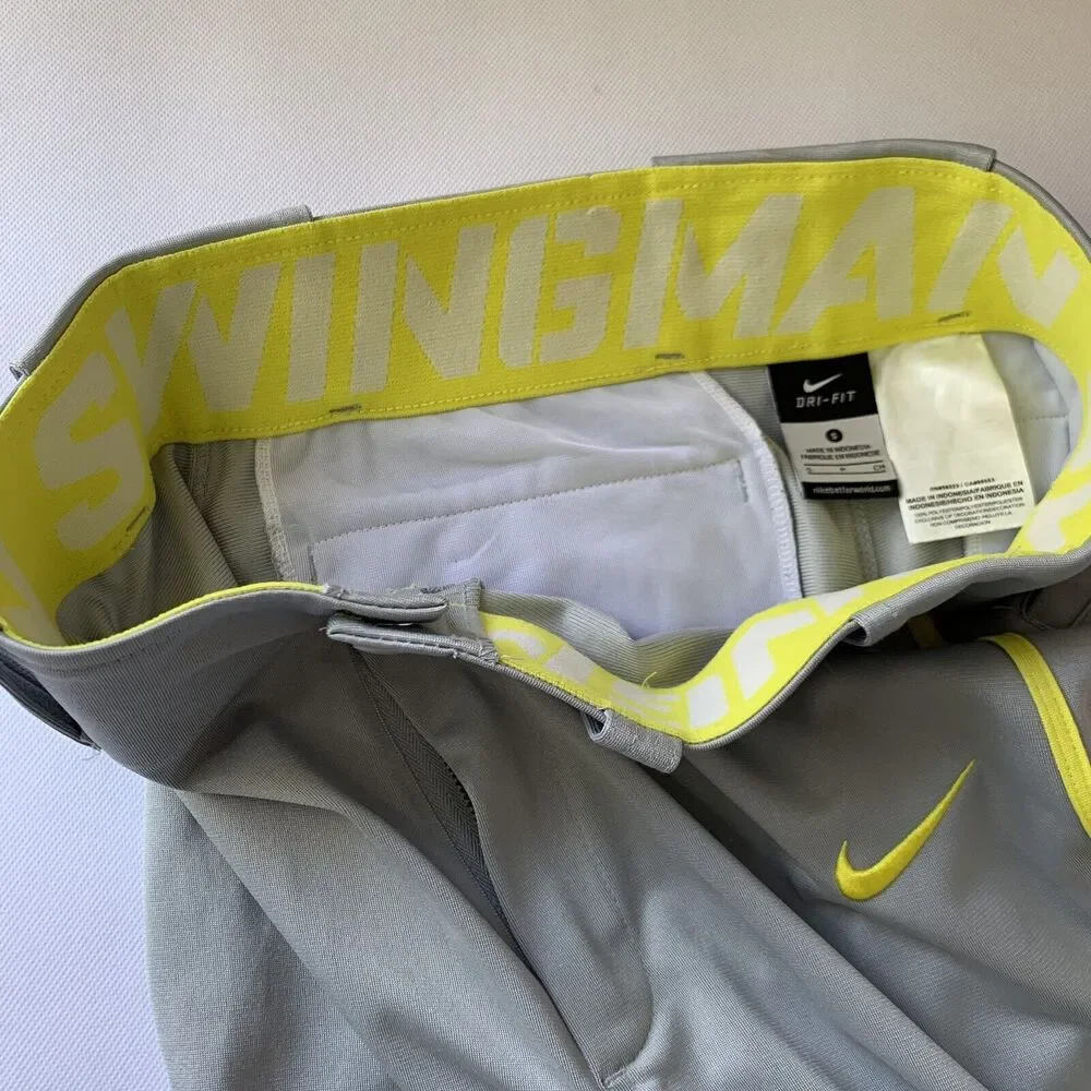 NIKE Baseball Pants Men Small‎ Gray Yellow Swingman Piping Dri Fit Sport 615280